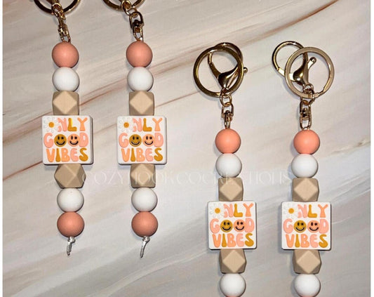 Only Good Vibes - Handcrafted Silicone Beaded Keychain